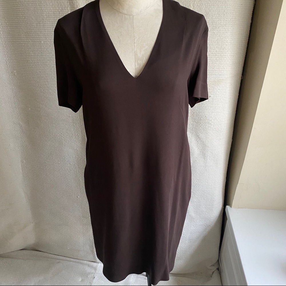 Les Copains S/M Minimalist Short Shift Dress Brown - Picture 1 of 8